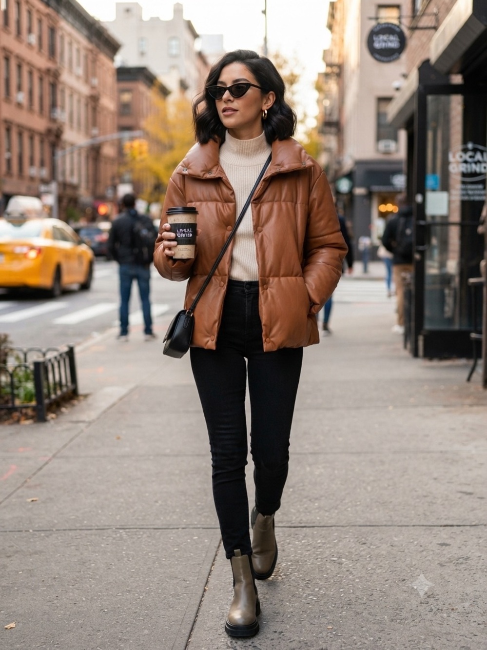 NVLT Chestnut Brown Streetwear Gorpcore Winter Quilted Puffer Jacket